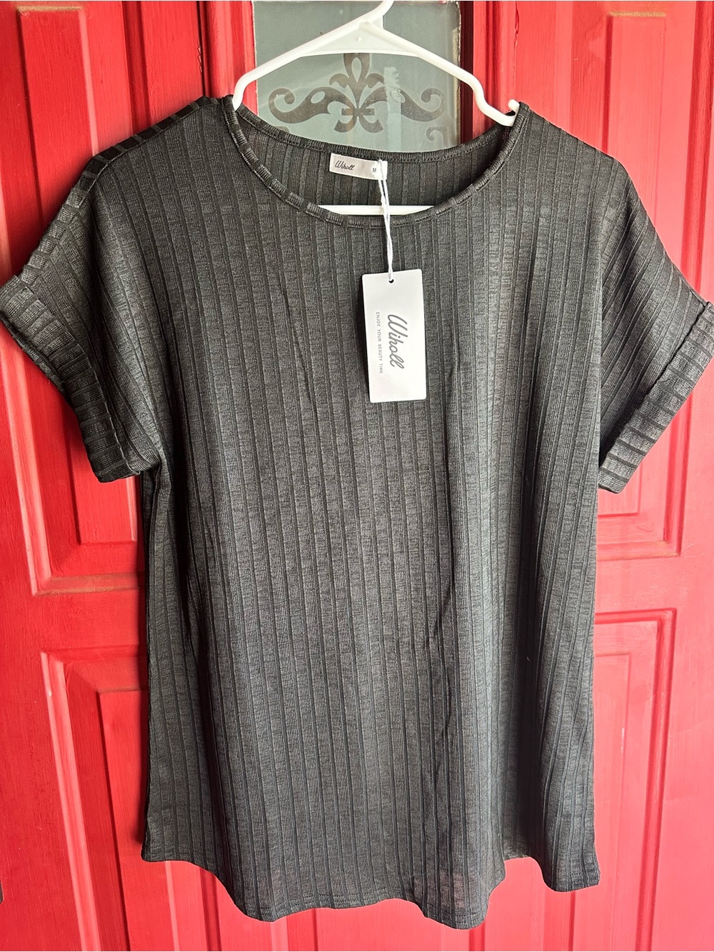 Wiholl Black Ribbed Short Sleeve Tee